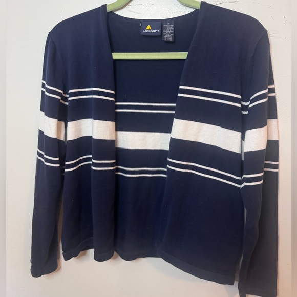 Liz sport 90’s navy and white Striped Cardigan - Picture 1 of 4